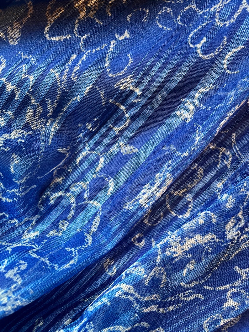 Zeldzame vintage jaren 1970 Jean Allen Cape blauwe maxi-jurk. Boho puur. Ruches lijfje. Feestjurk. Retro. afbeelding 5