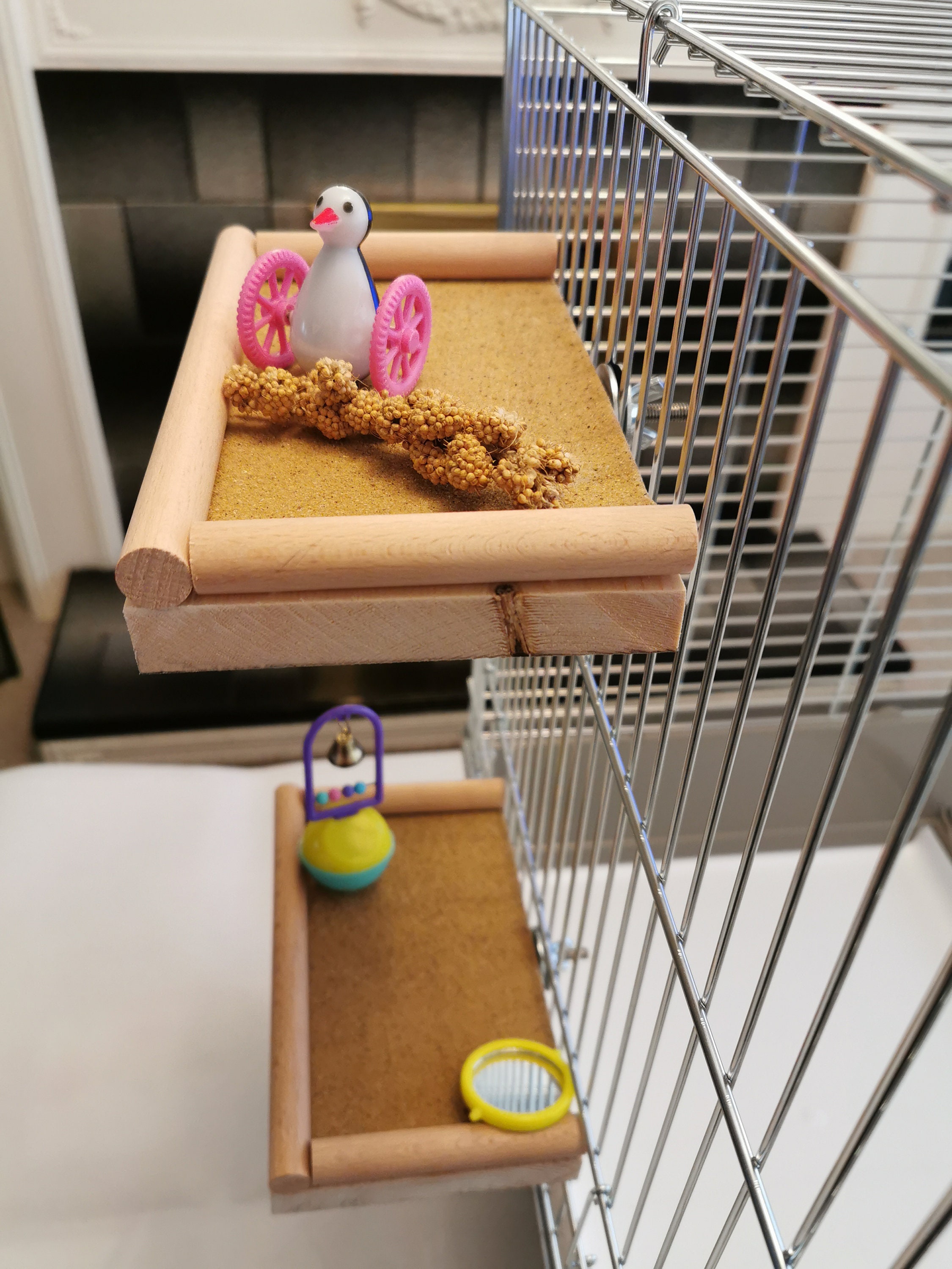 Bird platform perch shelf stand cage accessory Beech doweling Etsy