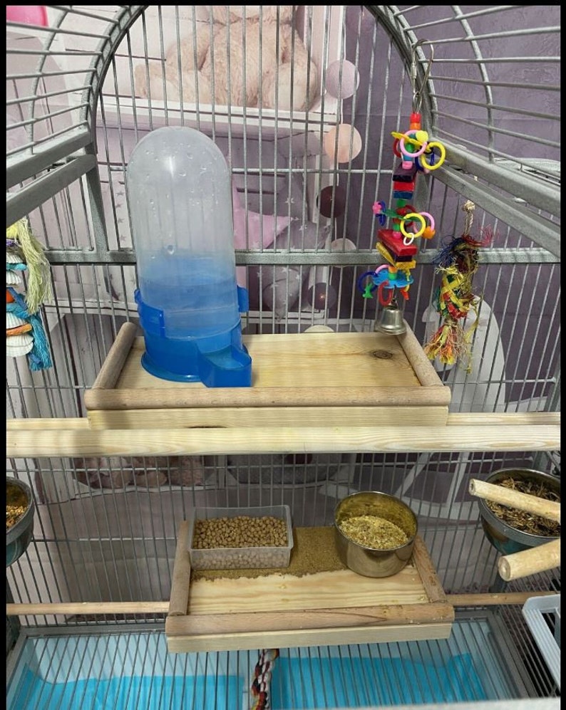 Bird platform perch shelf stand cage accessory Beech doweling Etsy