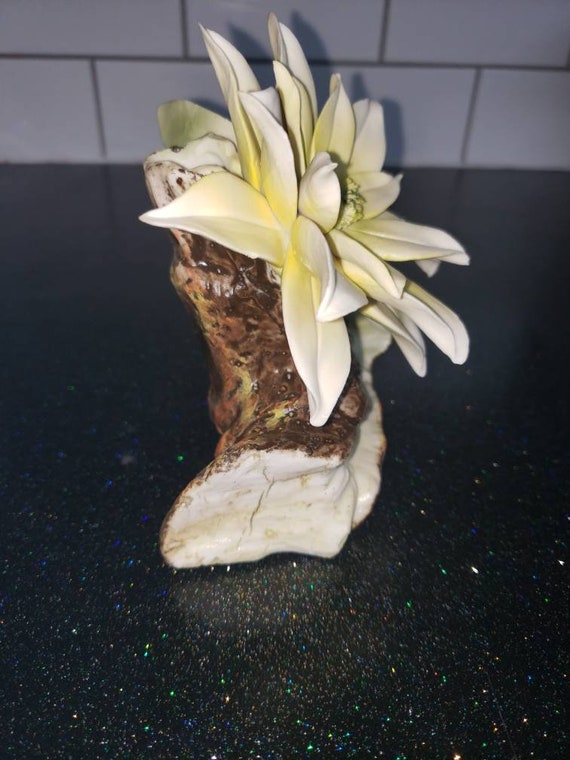 Vintage Capodimonte Yellow Porcelain Flower on branch