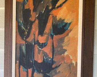 Harold Alvin Sims Floral Abstraction Oil on Board original artwork