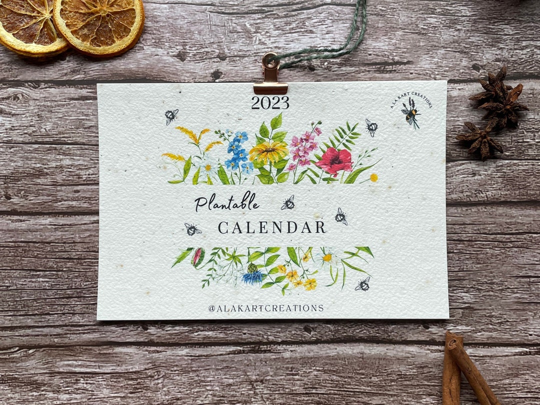 Seeded Calendar, 12 Month A7 Plantable Custom Calendar, Wildflower ...