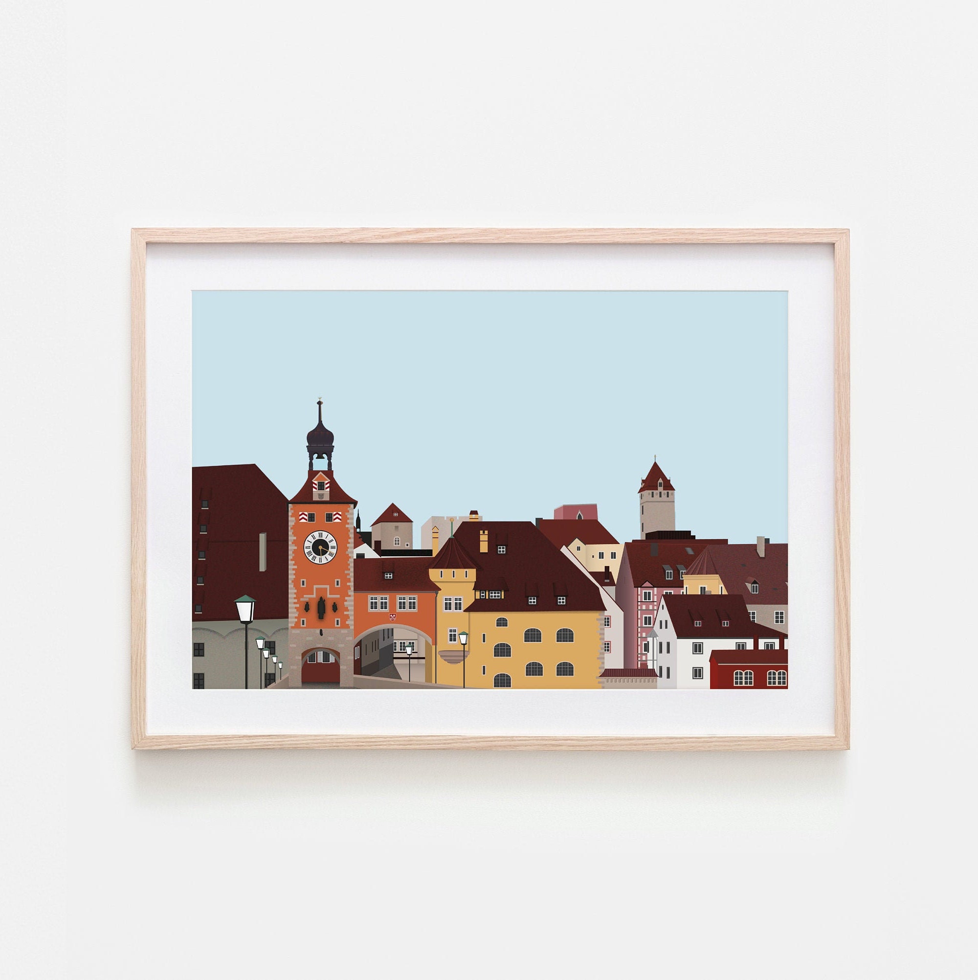 City Regensburg Poster Regensburg Illustration Printable | Etsy