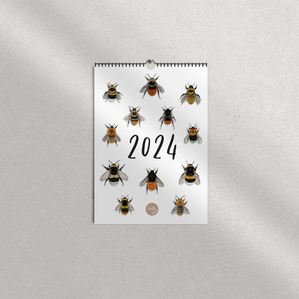 Wandkalender 2024, Hummel Kalender, Kalender A3, Geschenk Naturliebhaber