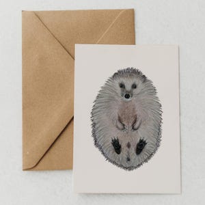 Postal Erizo, Postal Artística Otoño, Mini Impresión Artística A6, Ilustración Erizo, Enmarcado opcional