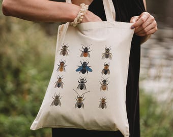 Stoffen tas met bijenillustratie - Duurzaam cadeau voor natuurliefhebbers en imkers