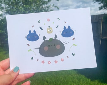 Totoro A5 Art Print, Cute Ghibli Print, Kawaii My Neighbour Totoro Poster