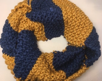 Blue and Gold Striped Supersized Double Circle Scarf