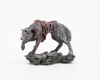 Hand Painted Undead Wolf Miniature: Tainted Grail, D&D, Pathfinder TTRPG