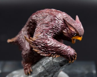 Large Auburn Owlbear on a Tree Stump Tabletop Miniature