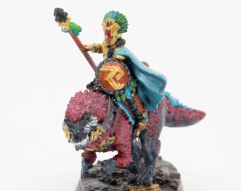 Hand Painted Brutosaur Rider Miniature: Jungle Amazons D&D, Pathfinder TTRPG