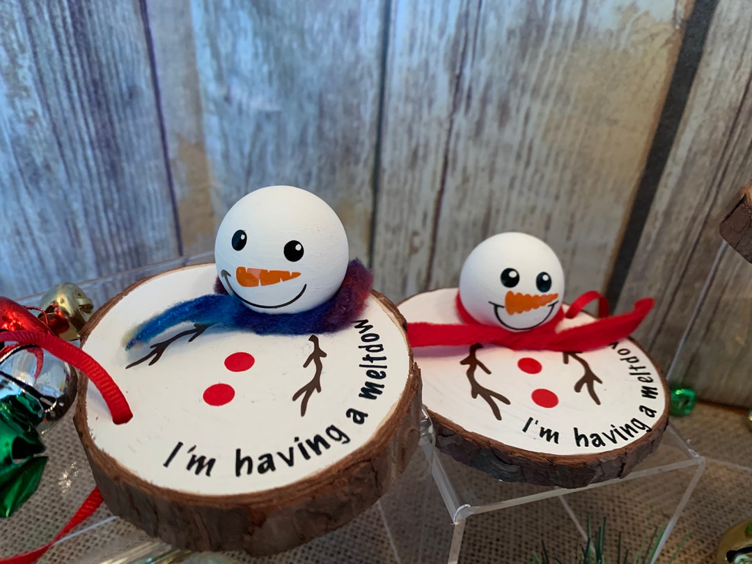 Melting Snowman Craft  Wood Slice Snowman Ornament