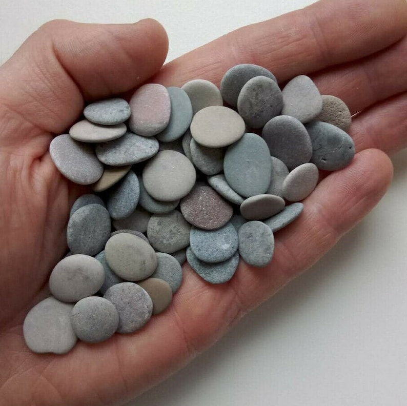 50 Small flat natural pebbles stones 1020mm for crafts Etsy
