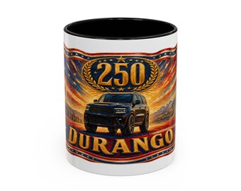 Zwarte Dodge Durango koffiemok met accenten | Patriotische 250 collectie