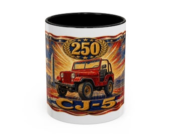 Rode Jeep CJ-5 Verscheidenheidsaccent Koffiemok | Patriotic 250-collectie