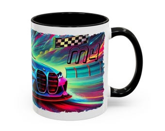 BMW M4 Lovers (Neon) Accent Coffee Mug (11, 15oz)