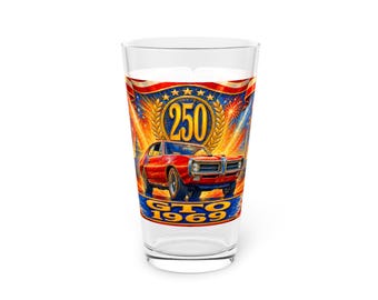GTO Muscle Car-pintglas 1969 | 250-embleem, Retro American Racing