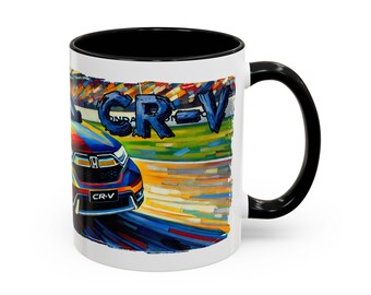 Fauvistische Honda CR-V Racing Accent koffiemok 325 ml of 445 ml | Keramische mok met kleuraccenten