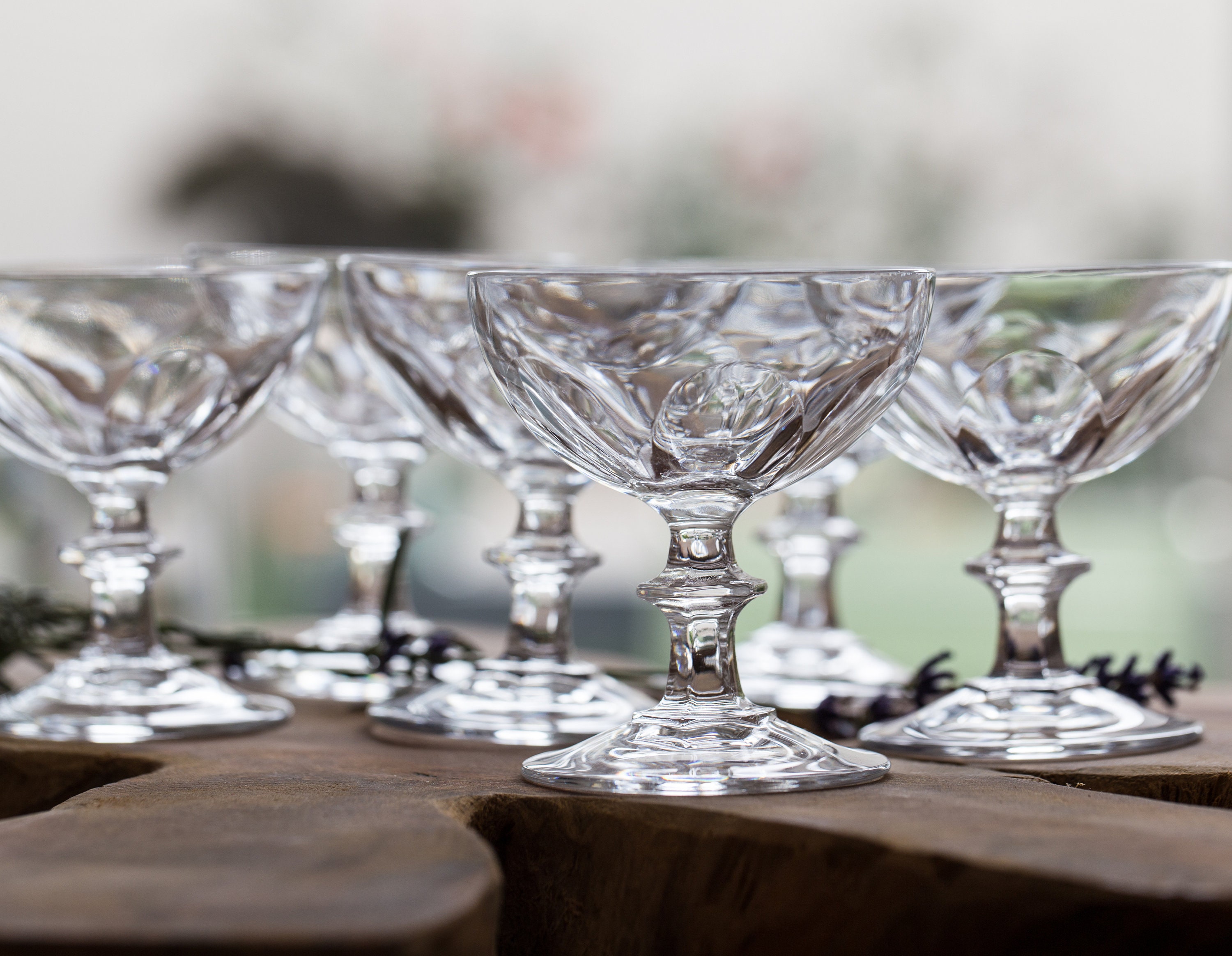 Vintage French Champagne Crystal Glasses Set of 6 Cuted Glass Etsy