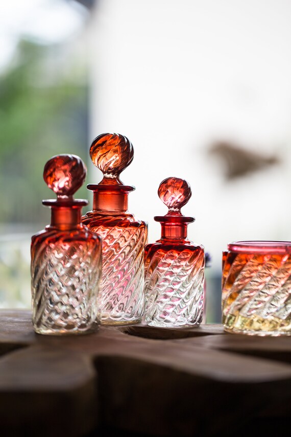 Lot De 3 Flacons En Cristal Baccarat Modèle Bambou - Très Bon état