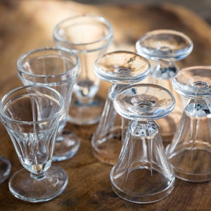 Antico bistrot aperitivo bicchieri stelo sfaccettato francese set di 8 barware 1930