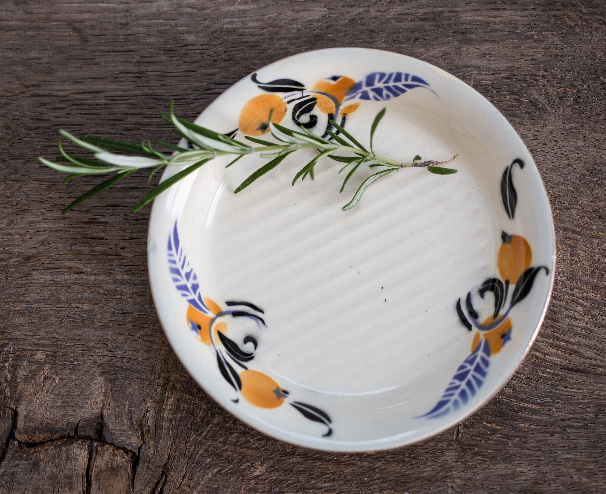 Porte-Savon Français Antique Pochoir Art Déco Mirabelles Hamage Moulin Des Loups