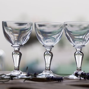 Antique French Stemmed Bistro Glasses Set di 3 Bistro Aperirif Digestif Barware 1900s