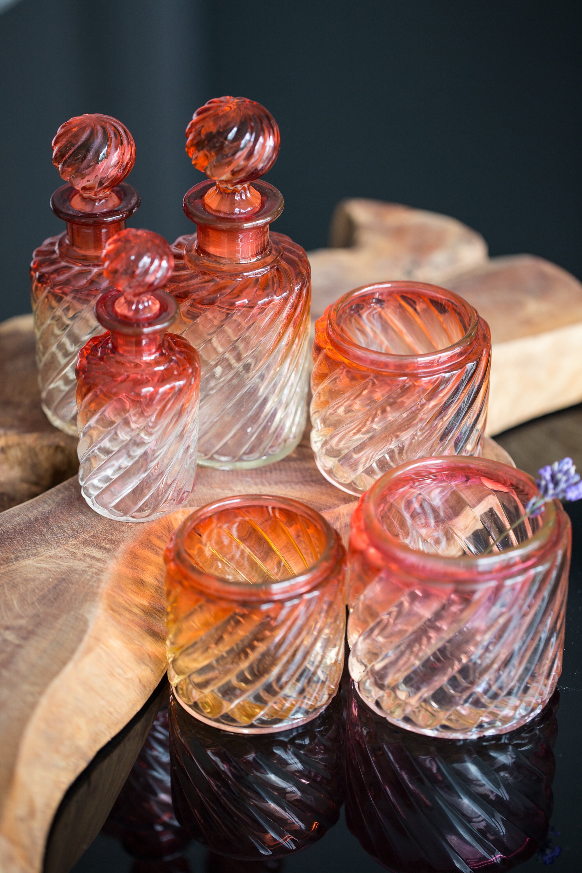 Crystal Baccarat Vanity Luxury Toilet Set Bamboo Collectible Antique