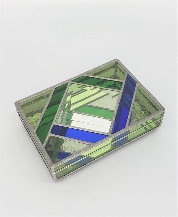 Vintage Stained Glass Jewelry Box Gem