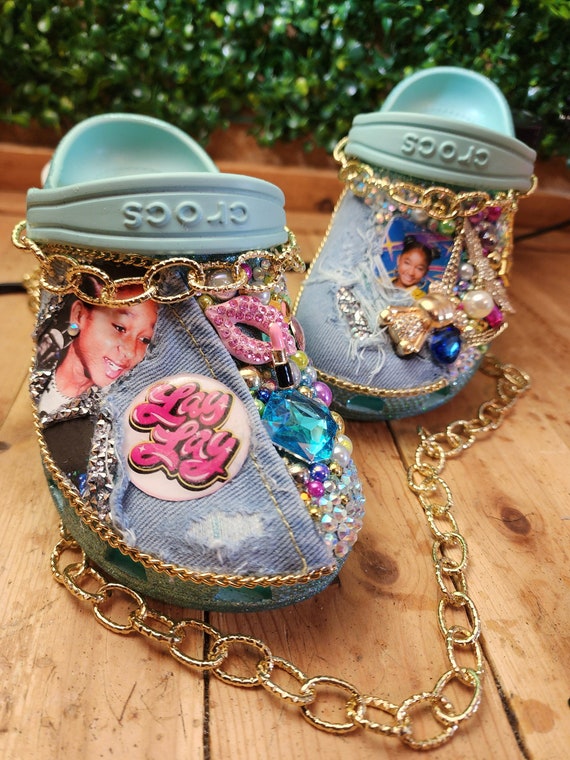 Louis Vuitton theme crocs  Custom shoes diy, Crocs fashion, Bling ideas