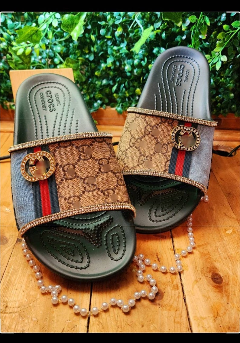 decorated crocs slides