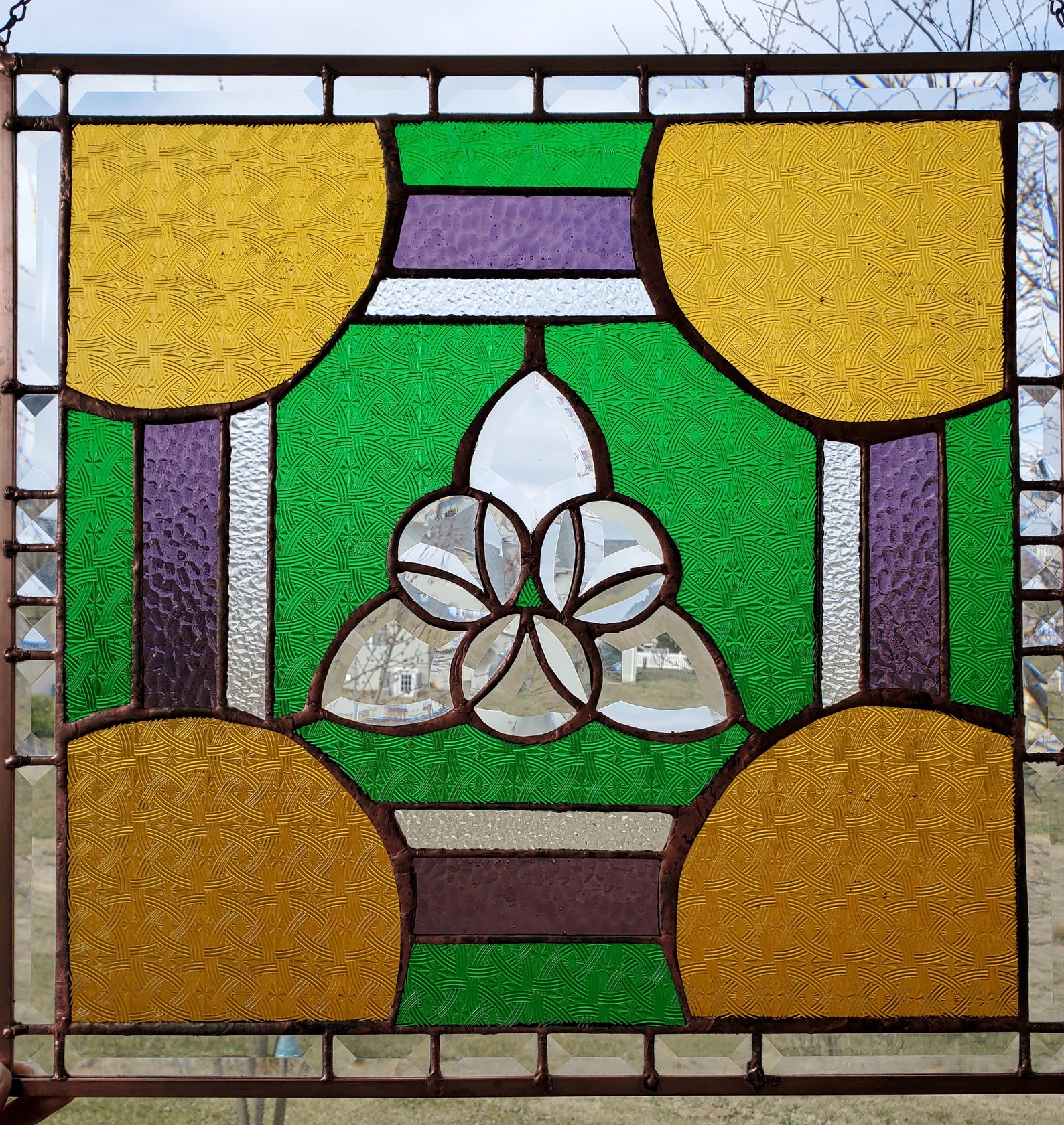 New Orleans Celtic Stained Glass Panel Etsy