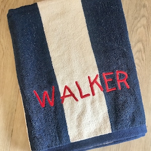 Personalized Cabana Stripe Beach Towel, Embroidered Towel, Monogrammed, teacher gift, back to school, bath towel