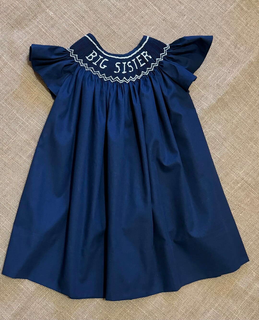 White Big Sister Smocked Bishop Dress