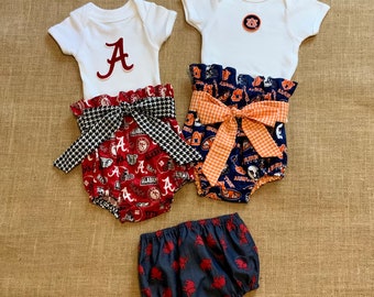 Auburn, Alabama Custom Diaper cover and onsie set, Game day wear, Tigers, War Eagle, Roll Tide, baby gift, Bummies