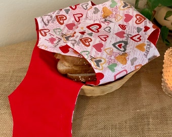 Reversible Bread Basket Liner: Vintage Style Bun Warmer, Farmhouse Decor