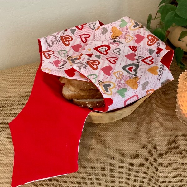 Reversible Bread Basket Liner: Vintage Style Bun Warmer, Farmhouse Decor