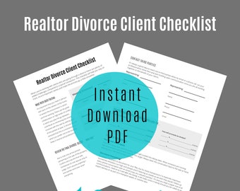 Real Estate Agent Checklist Divorce For Realtor Divorce Checklist For Real Estate Listing Agent CANVA Customizable Template
