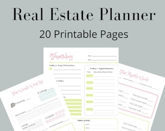 Real Estate Goal Tracker & Planner Set for Agents Productivity Organizer Business Planner Printable