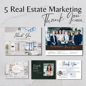 Thank You Cards Real Estate Agent Printable Customer Cards Customizable Template