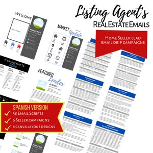 Real Estate Listing Agent Email Marketing Kit Real Estate Emails Spanish Realtor Emails Listing Agent Email CANVA Customizable Template