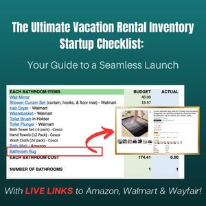 Airbnb Short Term Vacation Rental Airbnb Startup Checklist Vacation Rental Setup Inventory Checklist Expense Spreadsheet EXCEL Spreadsheet