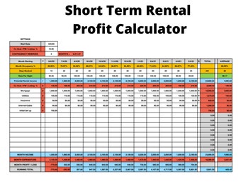 Airbnb Profit Calculator: Excel Spreadsheet, ROI Analyzer (Digital Download)
