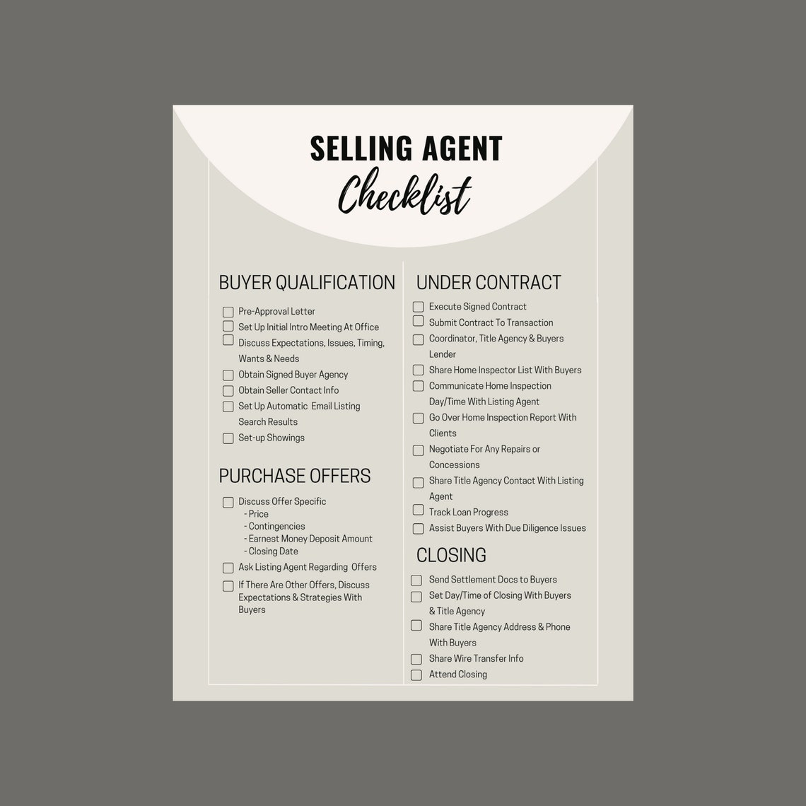 Listing Checklist, Printable Checklist, Daily Checklist, Real Estate Template, Real Estate Agent ...