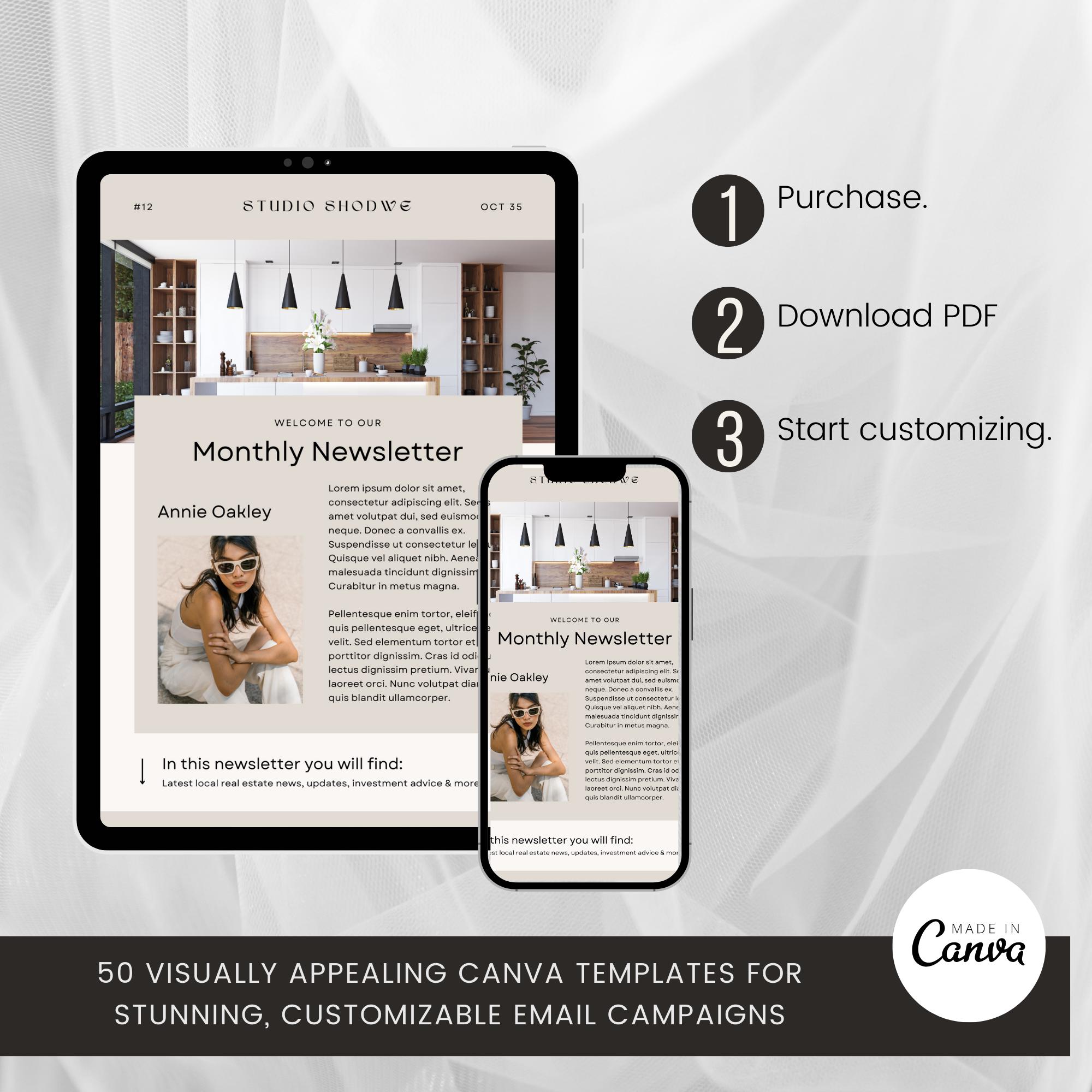 50 Real Estate Newsletter Templates: Agent Email Marketing (PDF) - Etsy