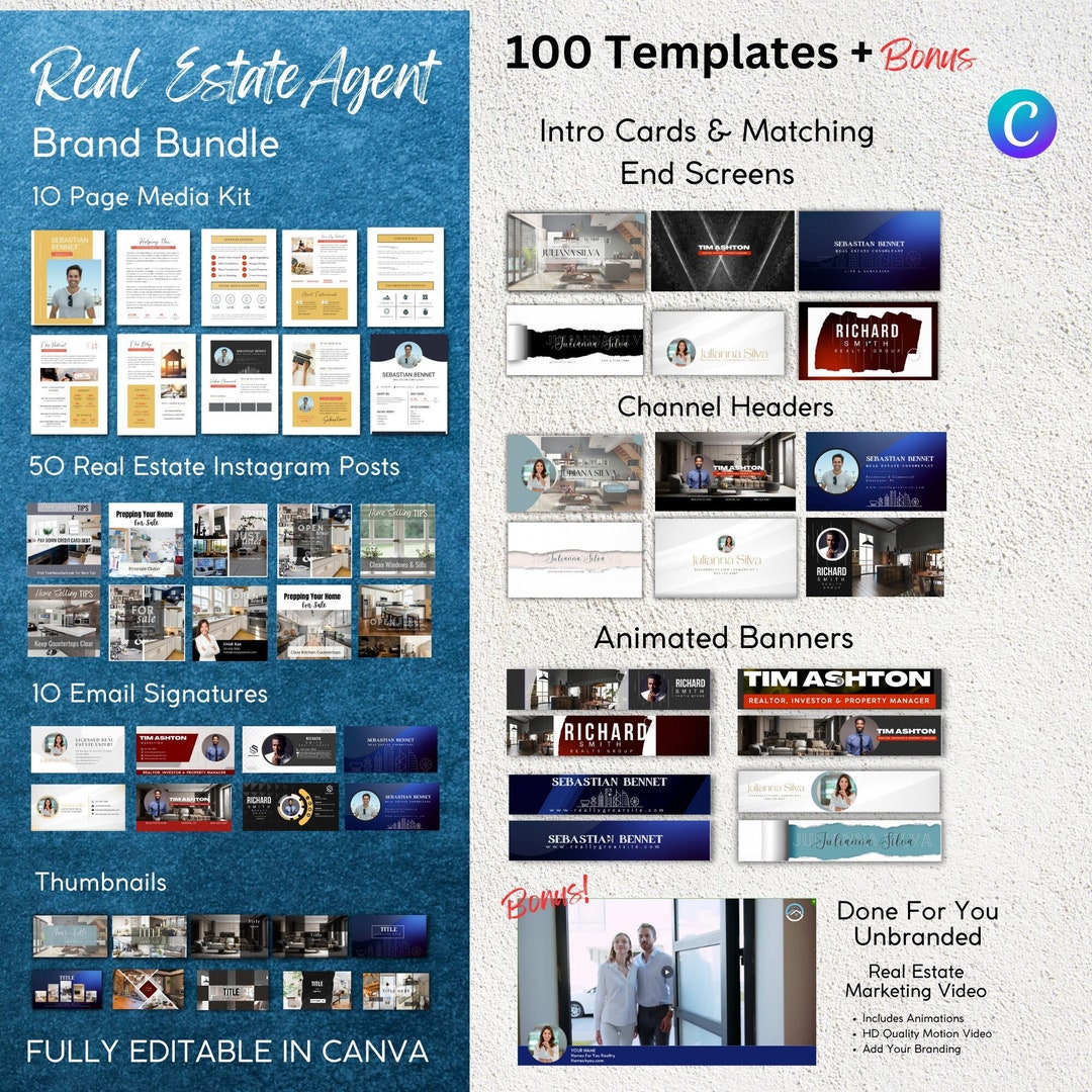 Real Estate Marketing Kit Realtor Marketing Branding Bundle Canva ...