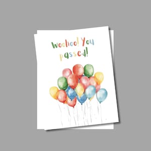 Felicitatiekaart voor examens | Aquarelballonnen