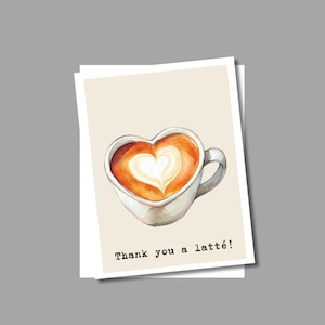Merci un café au lait | Illustration aquarelle | de voeux de café | Carte de jeu de mots café