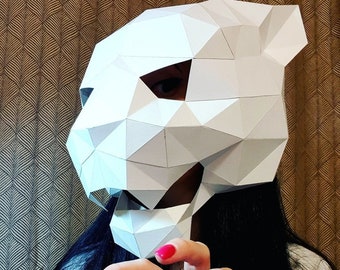 Máscara de pantera Papercraft, Low Poly, Papercraft, plantilla PDF, modelo poligonal