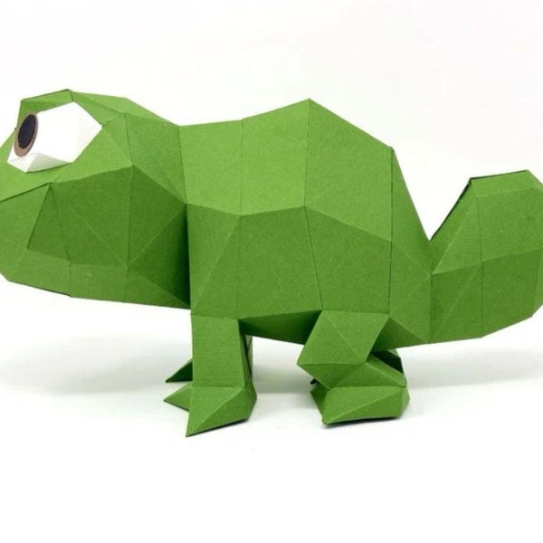 Papercraft  chameleon, Low Poly, Papercraft, PDF template, polygonal model